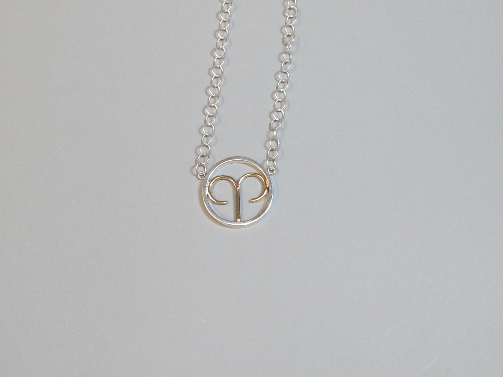 Aries Zodiac Necklace Sterling Silver with 14K Yellow Gold