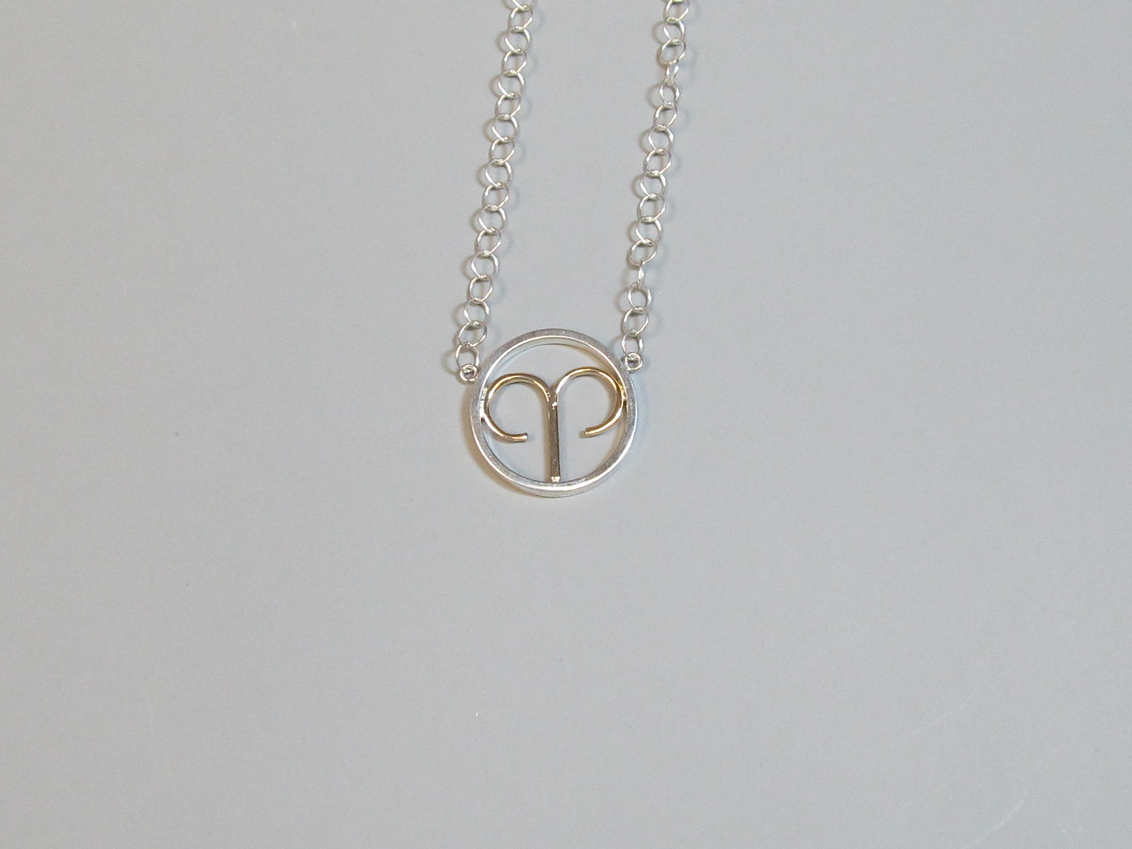 Aries Zodiac Necklace Sterling Silver with 14K Yellow Gold