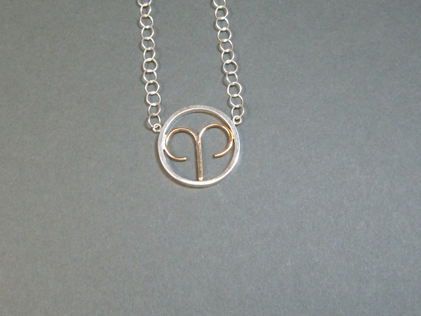 Aries Zodiac Necklace Sterling Silver with 14K Yellow Gold