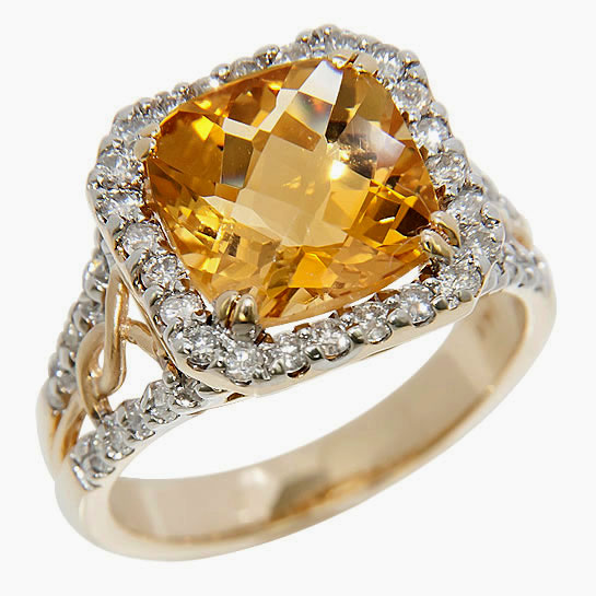 The Ω Yellow Citrine - Diamonds Ring #DASA_MTTUU - Click Image to Close