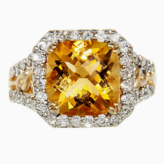 The Ω Yellow Citrine - Diamonds Ring #DASA_MTTUU