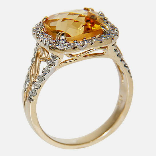 The Ω Yellow Citrine - Diamonds Ring #DASA_MTTUU