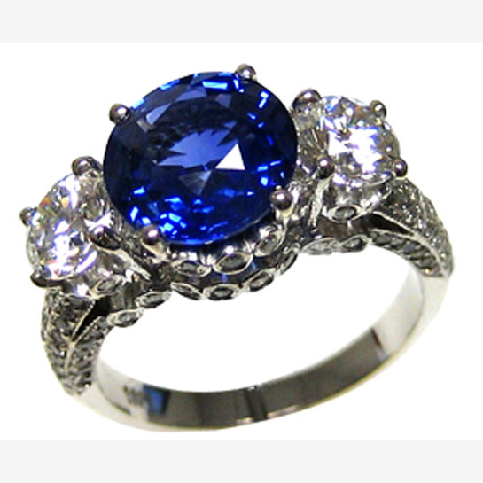 Nine of ♠ Sapphire & Diamond Ring, #9Z ETIUTT - Click Image to Close