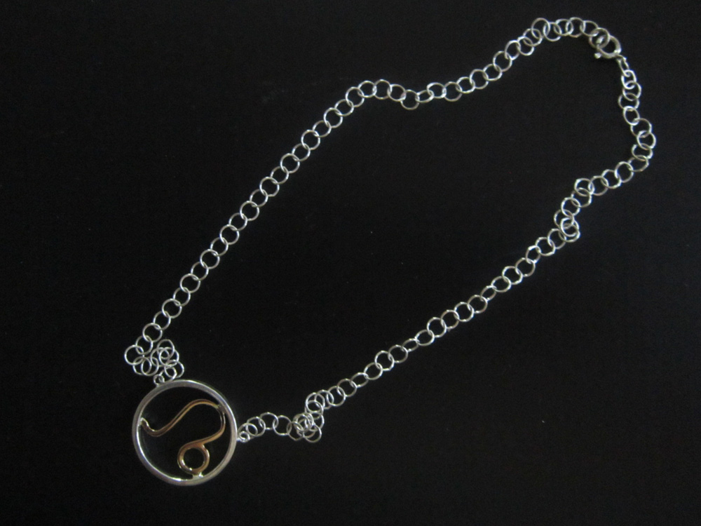 Leo Zodiac Necklace Sterling silver with 14K Yellow Gold