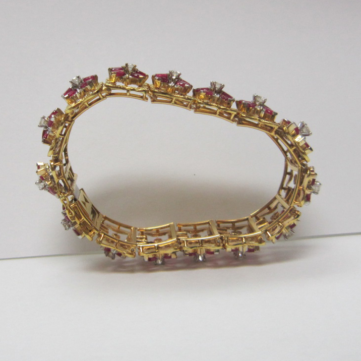Lord Siva 14K Diamonds/Fire Rubbies - Yellow Gold bracelet