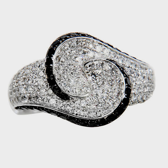 Ten of ♠ Black and White Diamonds Cocktail Ring, #MZTTT
