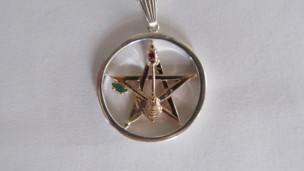The Magician - Sterling Silver w/14K Yellow Gold, Ruby & Emerald - Click Image to Close
