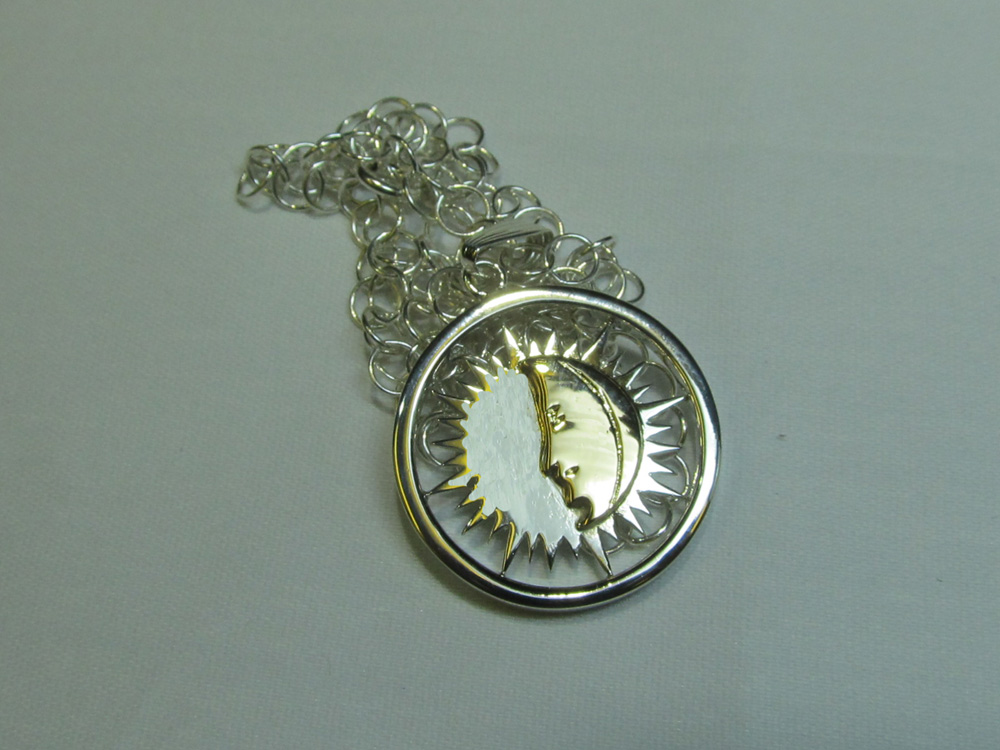 The Moon - Sterling Silver pendant with 14K moon sign