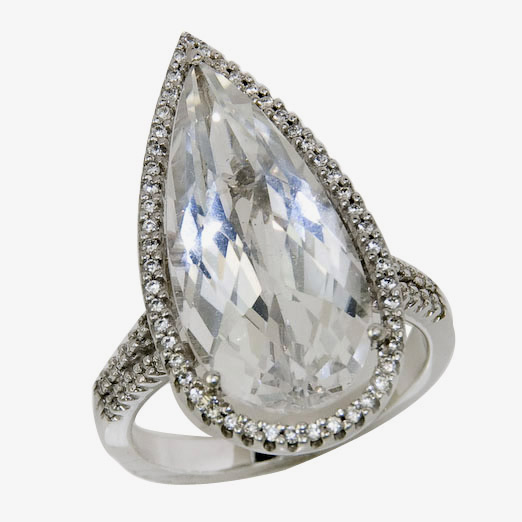 J of ♠ White Topaz Gemstone Ring, #RETUU_8 - Click Image to Close