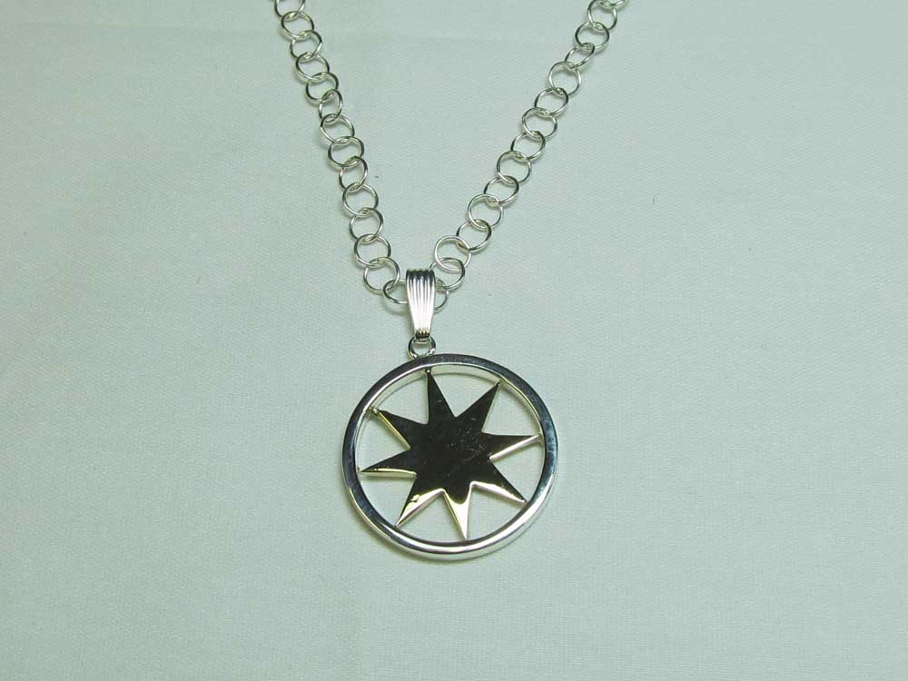 The Star - Sterling Silver pendant with 14K Star sign - Click Image to Close
