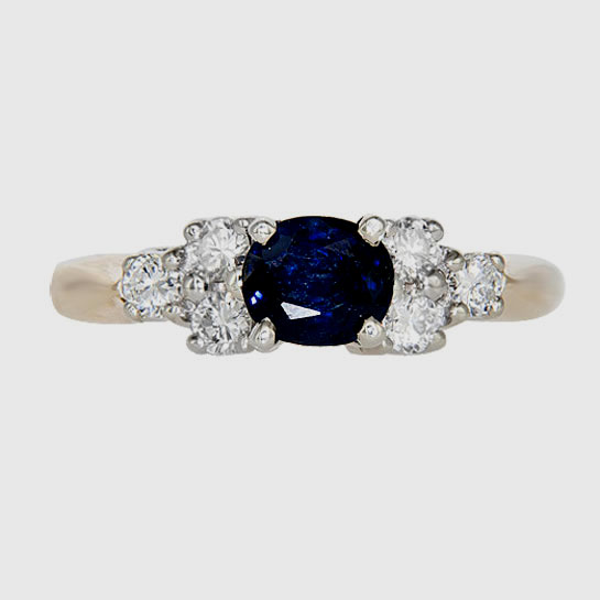 Five of ♣ Sapphire & Diamond Ring, #UTETT - Click Image to Close